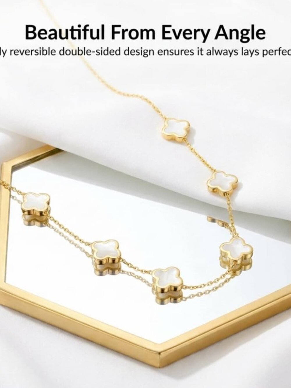 Four Leaf Clover Choker Necklace for Women | 18K Gold Plated Lucky 4 Leaf Jewelr - Picture 3 of 6